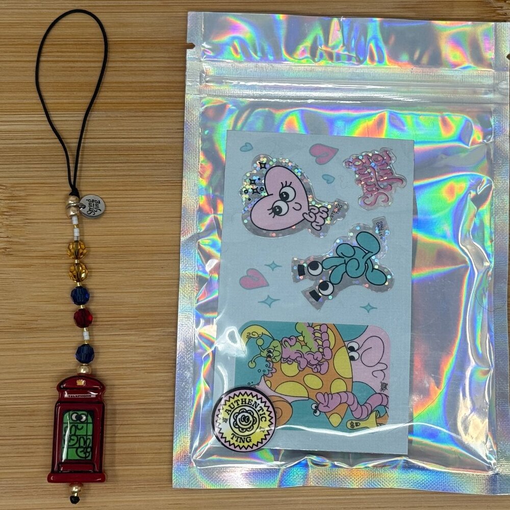 London Phone Booth Talisman | String Ting Beaded Accessory | Authentic Handmade